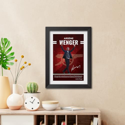 Image of TenorArts Arsene Wenger Quotes Poster Arsenal Laminated Photo Print Frame Painting with Matt Finish Black Texture (12 inches x 9inches)