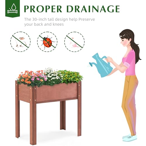 Image of SoliWood Set of 2 Raised Garden Bed with Legs, 31x16x31'', Outdoor Wood Elevated Planter Box, Thick Legs, w /Liner