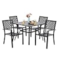 Sophia & William Patio Table and Chairs Set, Outdoor Dining Set for 4, 5 Piece Metal Patio Furniture, 37" Black Square Table(Diamond)