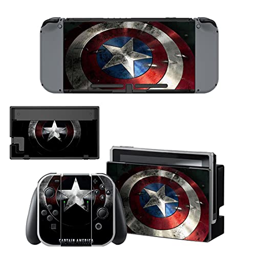 Captain America Shield Nintendo Switch Skin, Decal, Vinyl, Wrap, Sticker Original Switch Console, Dock Joy-Cons Cover
