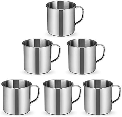 TBoxBo 6 Pcs Small Stainless Steel Coffee Cup with Handle 2.3inch Outdoor Camping Hiking Tea Mug Cup Mini Cup Great for Drinking Tea Coffee and Milk