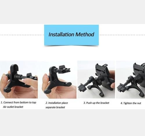 Image of Carlite Mounted Mobile Holder with 360 Rotation, AC Vent Mount, One Touch Lock, Strong Grip, Shockproof, Compatibility to Major Brands Mobiles, for Car, SUV and Truck, Black
