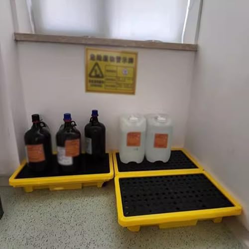 Modular Spill Containment Platform for 1/2 Drums - Stackable Leakproof Plastic Oil Barrel Tray, Durable Pallet for Factory & Garage Use, 25.8x14.2x4.7 inches