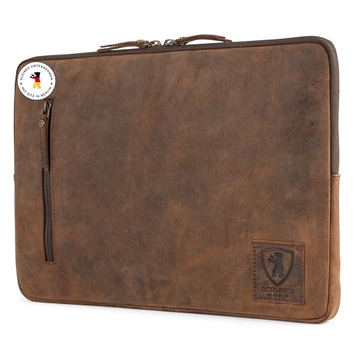 Berliner Bags Vintage Laptoptasche Leder Nico, Laptop Hülle 13 Zoll, Laptop Schutzhülle, Computer Sleeve - Braun