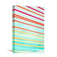 Canvas Wall Art Lined Patterns Abstract Colorful Geometric Hallway Minimalist Mixed Media Multicolor Patterns - 12x18 inches
