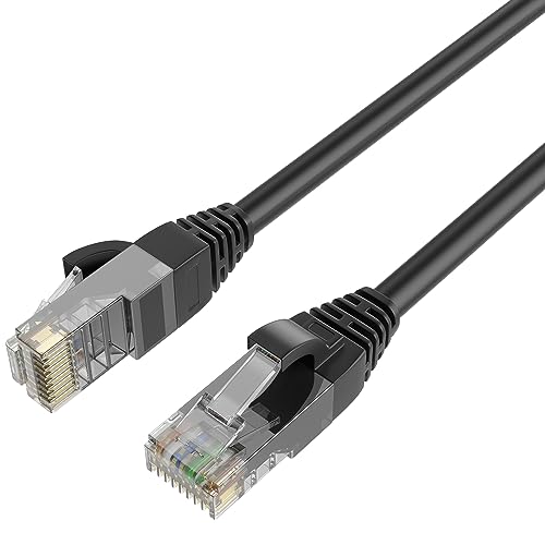 Cable Ethernet exterior QualGear 150FT negro con conectores RJ45 de alta velocidad de 10 Gbps