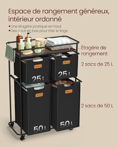 Corbeille à linge avec roulettes pour simplifier la routine de buanderie