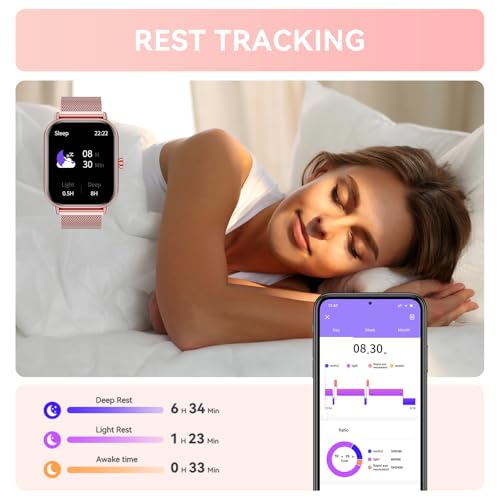Smart Watches for Women Android iPhone, 1.85'' Fitness Trackers, 2 Bands - image 7