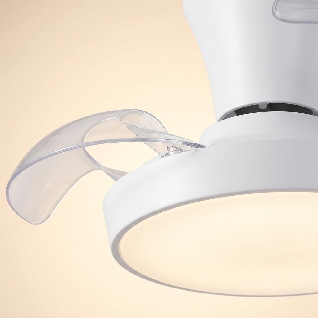 Ventilador de Techo Rectátil con Luz LED Regulable 3 CCT, 6 Velocidades, Mando a Distancia, Función Invierno/Verano, Temporizador y Memoria, Diseño Moderno, Ø96,5 cm (Blanco hielo)