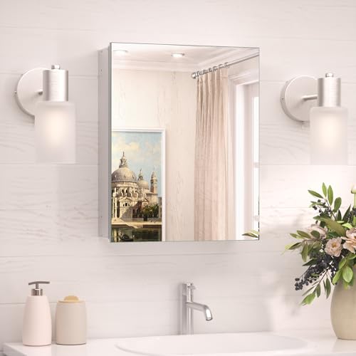 TokeShimi Recessed Medicine Cabinet with Mirror (16x20) Aluminum