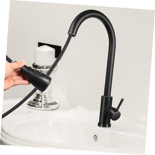 Robinet de cuisine avec douchette extractible 360° mitigeur noir mat double commande durable - 4