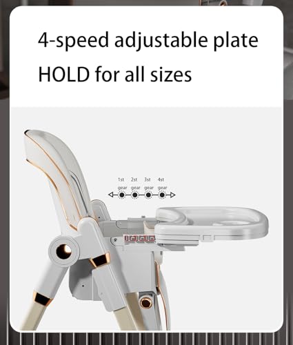 Magic ZC Seggiolone per Bambini Sedia da Pranzo per Pappa con 6 Altezze Regolabili e 3 Posizioni Reclinabili Convertibile Pieghevole Multifunzionale con Doppi Vassoi Staccabili e Ruote (822 White)