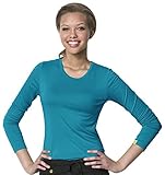 WonderWink Women's Silky Long Sleeve Tee, Real Teal, Small