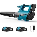 Cordless Leaf Blower for Makita 18V Batteries, 600CFM 190MPH, Brushless Motor, 6-Speed, 2×20V Batteries & Charger, Lightweight Electric Blower for Lawn Care, Yard, Dust, Snow