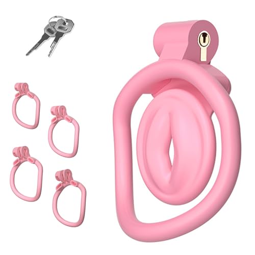 BDSMAGE Gabbia di castità maschile con 4 anelli per il pene, gabbia per il pene con labbra, gabbia di castità piccola gabbia per il pene BDSM Set giocattolo sessuale estremo per uomini gay (Innie)