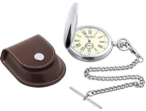 Montre à gousset haut de gamme avec chaîne Albert et étui cuir - 3