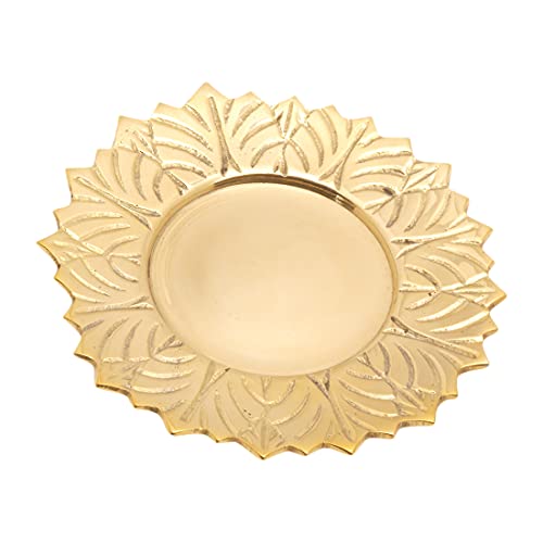 NKlaus Placa de Sol Ø 10 cm Latón Dorado Brillante Portavelas Placa Decorativa de Mesa 10473