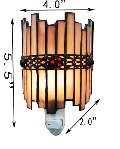 Huimeiju Retro Night Light, Tiffany Glass Night Light, Geometric Pattern Yellow Crown Night Light, Birthday Gift, Sleeping Light, Room, Aisle, Bathroom, Kitchen Night Light #TOP3