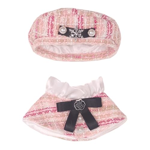 niannyyhouse 10cm 15cm 20cm ぬいぐるみ 服 ポンチョ 帽子 ショールセット 綿人形 人形がドレスアップ 着せ替え (Pink, 15cm)