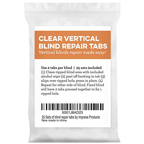 25 Sets Of Clear Vertical Blind Repair Tabs / Vertical Blind Tabs / Blind Fixers - 50 Total Tabs (25 Sets) And 2 Alcohol Wipes #TOP6