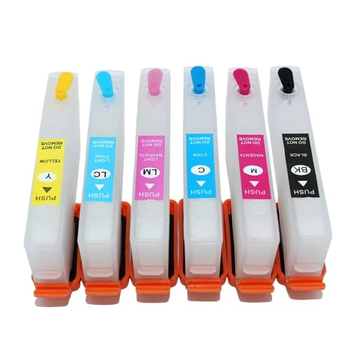 6 Color Set 277XL T2771 T2776 Refill Ink Cartridges Compatible con Expresión Photo XP850 XP860 XP950 XP960 XP970 Printers