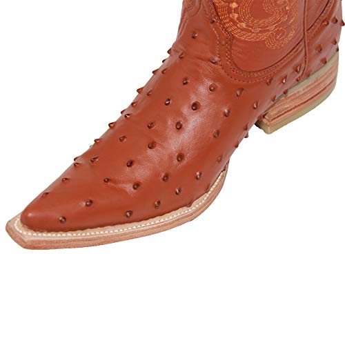 Western Shops Mens Leather Western Boot Embossed Ostrich Quill Print Cowboy Boot3