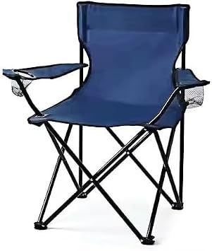 Camping Chair Lightweight Folding Cup Holder Carry Bag 100kg Capacity Pack of 1, Dark Blue