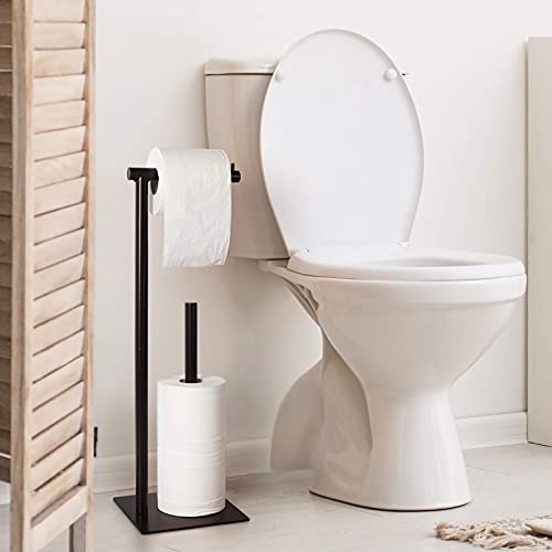 Toilet Paper Stand Toilet Paper Roll Holder Stand Freestanding Toilet Paper Holder For Bathroom Toilet Tissue Storage, Brown #TOP6