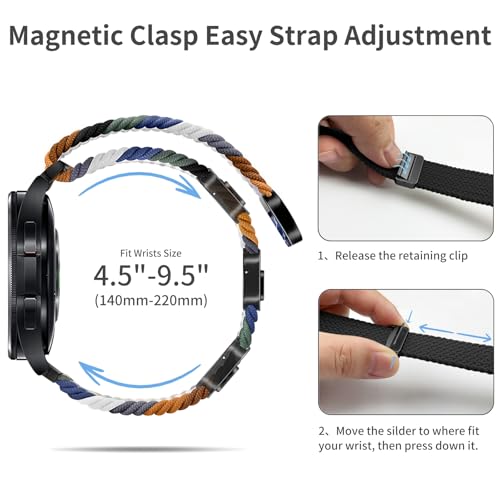 Nylon Geflochtenes Uhrenarmband 22mm mit Magnet Verschluss, Armband 22mm Elastisches Band für Galaxy Watch 3 45mm/46mm/Gear S3 Classic/Amazfit Balance/gtr 3/4/2/bip 5/Huawei Gt 5/4/3/2 46mm – Bild 4