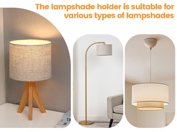 Image of KUMGROT Lamp Shade Ring Set Strong Iron White Lamp Shade Adapter Ring Holder for Desk Wall Lamps Frames European Style 5.9 Inch Diameter 2 Pcs