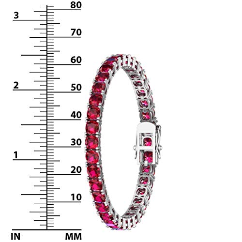 Silver Smile 925 Sterling Silver Pink Ruby Gemstone Bracelets For Women And Girls|Attractive Tennis Bracelet |Highly Polished And Cushion Cut Style Gemstones Bracelets With Box #TOP3