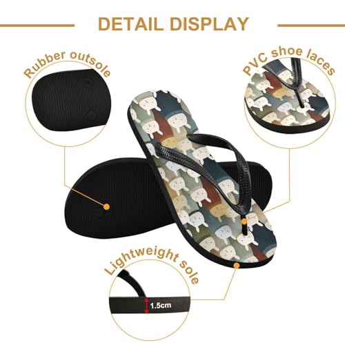 Flip Flop Sandals Comic Rabbit Print for Women Men Beach Outdoor XS3