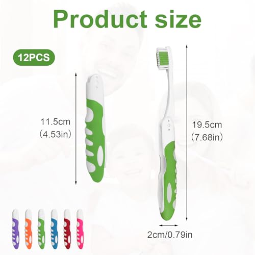 BOULESENM 12 Stück Foldable Travel Toothbrush, Reise Zahnbürste Reisezahnbürste Set Reisezahnbürste Klappbar,Mini Zahnbürste für Unterwegs Camping Reisen Kinder Erwachsene
