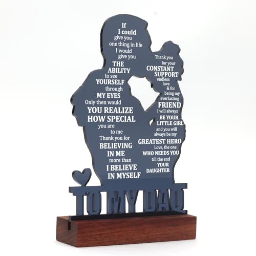 Dad Gifts from Daughter - Meaningful Fathers Day, Birthday, Christmas Sentimental Present for Father, Step Bonus Dad Daddy Papa Pop Old Man Acrylic Keepsake Plaque for Desk Decor Office Home - Image 3