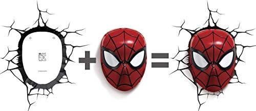 3D Light FX 816733002224 Spiderman Marvel Spider Man Mask 3D Wall Light, Red