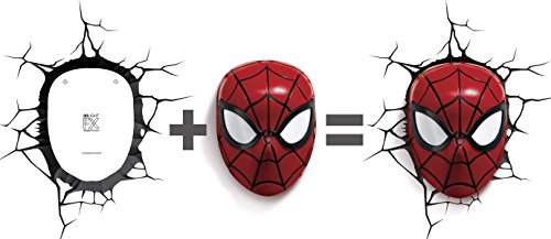 image for 3DLightFX 816733002224 Marvel Spiderman Mask 3D Deco Light,Plastic, Re