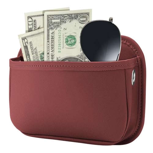 Bolsa de almacenamiento para automóviles, bolsa de organizador de consola central | Pista adhesiva de puerta automática de cuero - Bolsillo de almacenamiento lateral de consola de coche de cuero, para