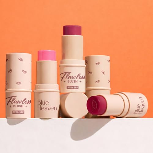 Image of Blue Heaven Flawless Blush Stick with SPF | Infused with Vit C & Hyaluronic Acid | Creamy Blush Stick for Cheeks, 6 Hr Long Lasting Tint Blush for Face Makeup, High Pigment Blusher | Berry Blush | 7.3gm