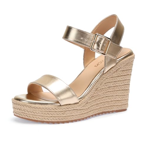 Image of VICKI.VICKI Women's Platform Sandals Wedge Ankle Strap Open Toe Sandals