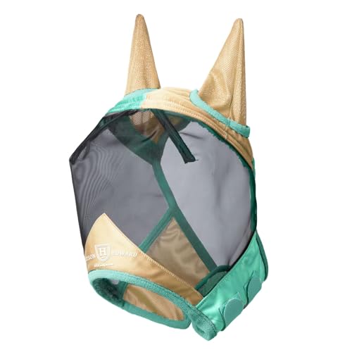 Harrison Howard Máscara profissional luminosa padrão com orelhas proteção UV para cavalo champanhe o