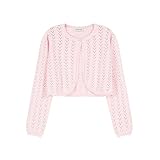 TRENDSTITCH Kids Girls Open Front Bolero Shrug Long Sleeve Button Down Cropped Cardigan Sweaters Shr