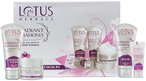 Lotus Herbals Radiant Diamond Cellular Radiance 5 in 1 Facial Kit with Diamond Dust & Cinnamon for All Skin Types 170g