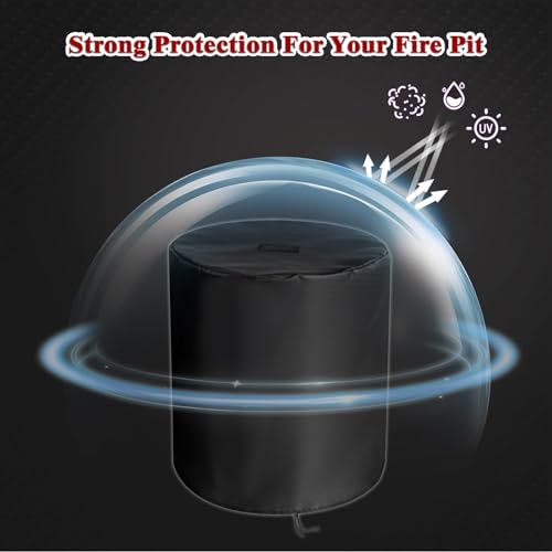 Fire Pit Cover, 24inch Round Fire Pit Cover for Outdoors Gas Firepit Table Waterproof Propane Gas Fire Pit Column Cover Outdoor Propane Pit Cover（24\" D x 27\" H） - Thumbnail 4