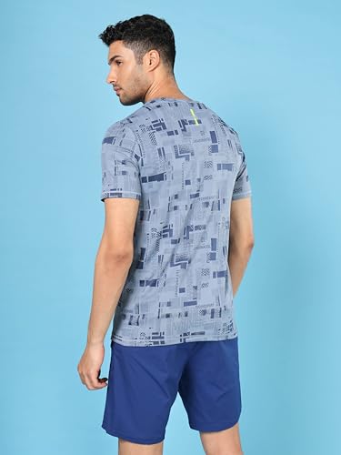 Image of TECHNOSPORT Men Polyester Regular Fit Half Sleeve Jacquard T-Shirt with Double Cool, Quick Dry & Anti Microbial for Sports, Running & Casual Use