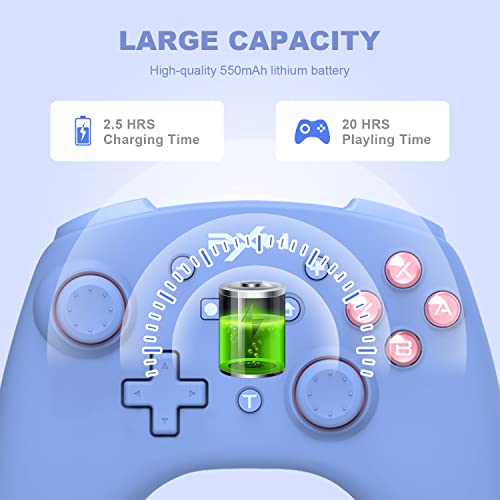 Pxn 9607X Wireless Switch Pro Controller, Usb Rechargeable Dual Shock Gamepad Joystick Support Nfc For Switch/Lite/Oled & Pc & Ios (Blue) #TOP4
