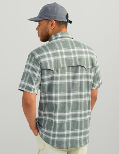 HUK Men's Diamond Back Pattern Short Sleeve Button, Fishing Shirt2