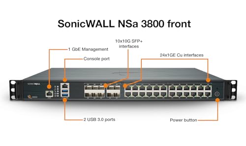 Image of SonicWall NSa3800 High Availability (03-SSC-4663) | Redundant HA Unit for NSa3800 Firewall Synchronization | Next-Generation Firewall | Ideal for Seamless Failover and Network Resilience