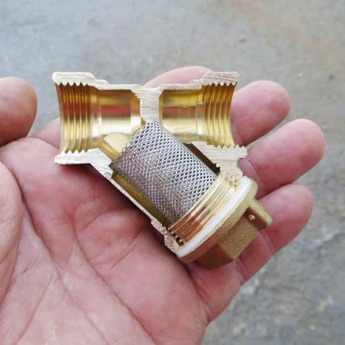 Image of BORDSTRACT Brass Strainer 1 inch BSPP Female Thread Y Shaped Brass Strainer Valve Connector for Working Environment of Water, Gas and Oil (DN25)