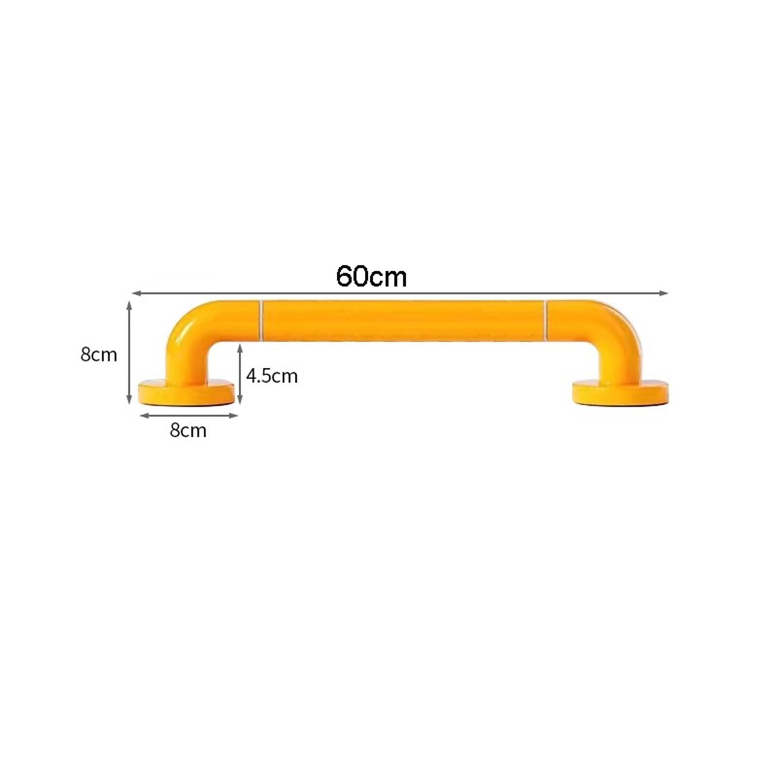 Maniglia per doccia in acciaio inox da 60 cm, sicurezza per anziani e disabili, con vite nascosta, per vasca da bagno e doccia per prevenzione degli infortuni (giallo)