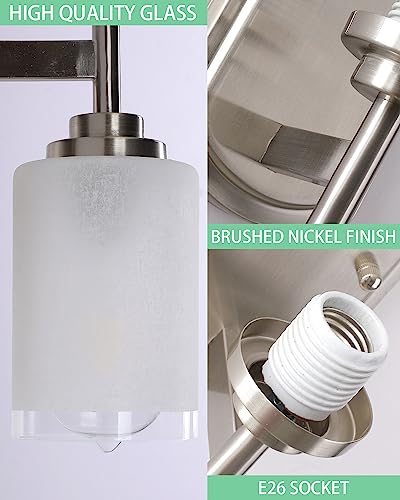 Galtlap 2-Pack Sconces Wall Lighting Bathrooom Vanity Light Brushed Nickel Modern Wall Light Fixtures Set Of 2 With Frosted Glass Shade For Porch Wall Mount Mirror Bedroom Hallway #TOP6